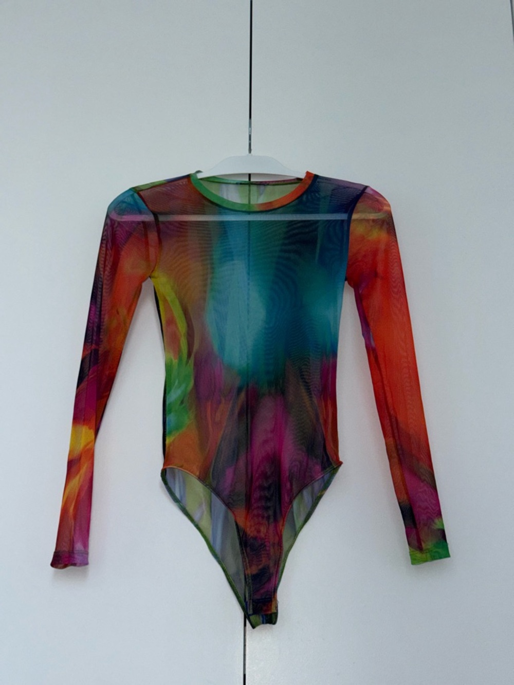 Zara Multicolor Swirl Mesh Long Sleeve Bodysuit